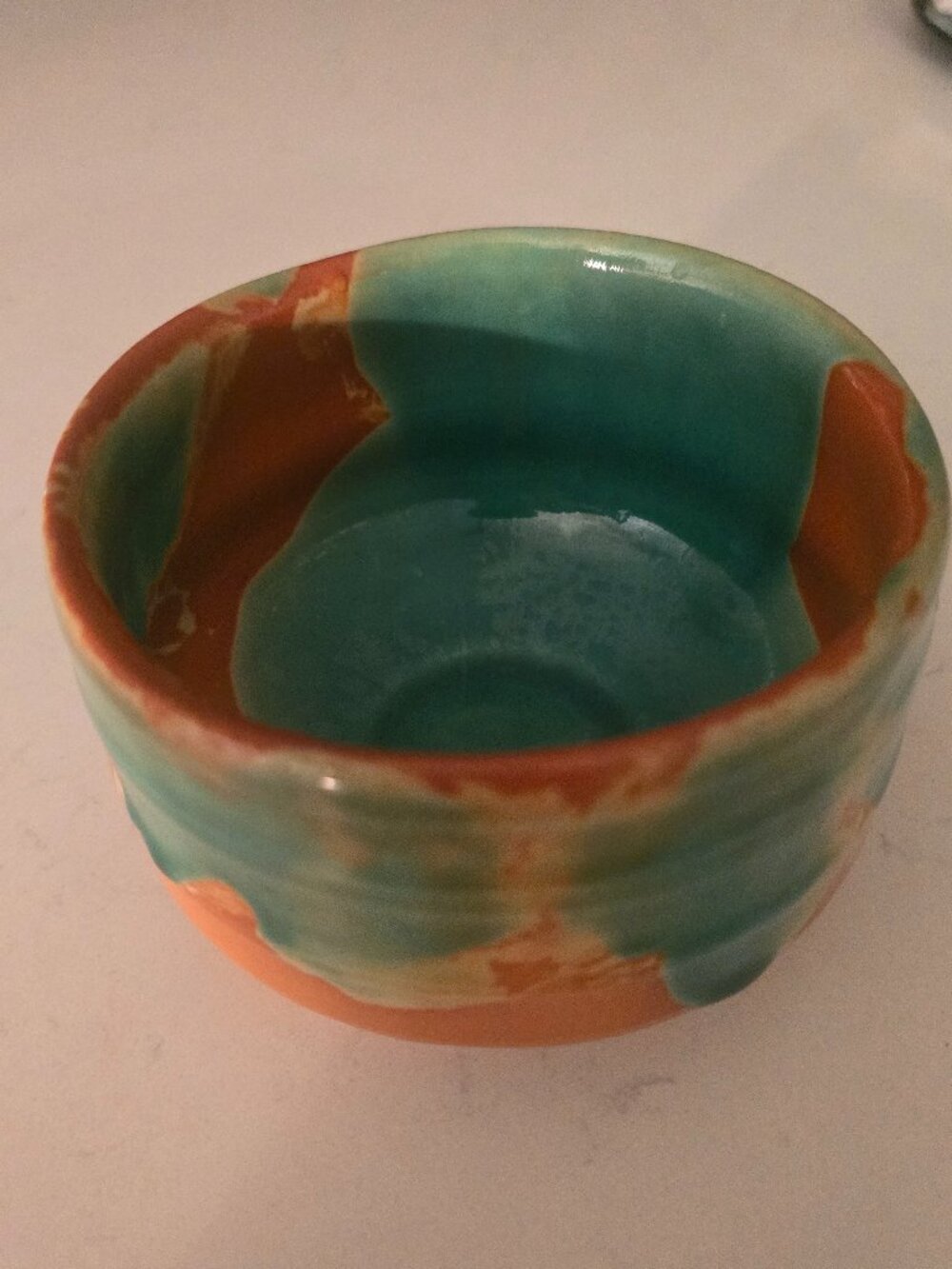 Mino ware matcha bowl tea cup deep sea design